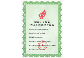国家火炬计划产业化示范项目（燃气轮机燃料气速比阀）